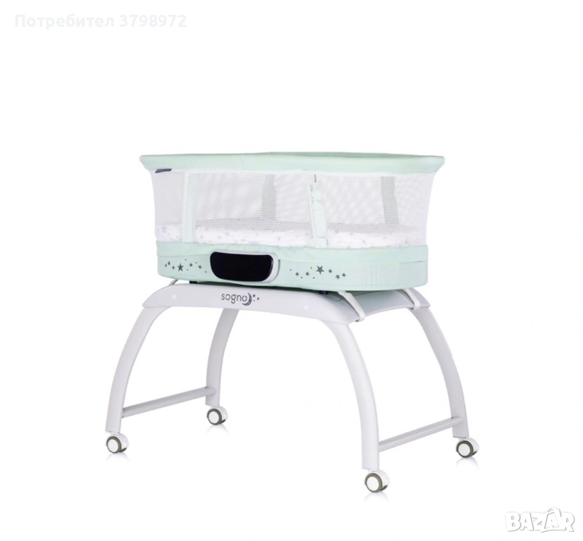 Кошара-люлка с LED дисплей "Sogno" зелен, снимка 1