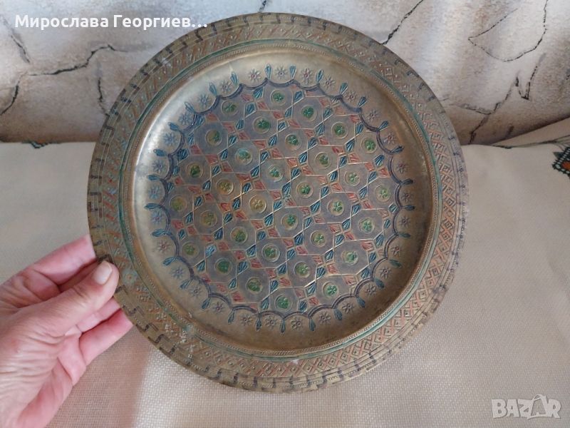 Стара месингова чиния за стена, 25 см диаметър, снимка 1
