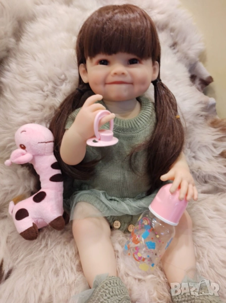 Кукла реборн 55см, реалистична силиконова кукла, преродено бебе, снимка 1