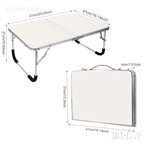 Сгъваема Маса, поднос за легло,  Помощна масичка, 61см, снимка 2 - Маси - 52236518