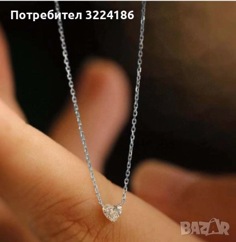Сребърно колие Сърце с камъчета от цирконий, снимка 4 - Колиета, медальони, синджири - 52643422