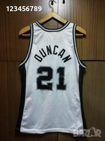 San Antonio Spurs #21 Tim Duncan Champion 90s vintage оригинален потник NBA, снимка 2 - Тениски - 50911275