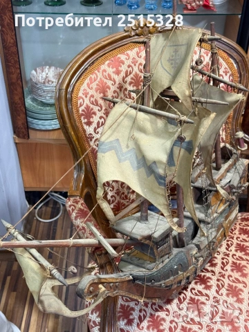 голям стар макет на кораб, снимка 3 - Антикварни и старинни предмети - 54026144