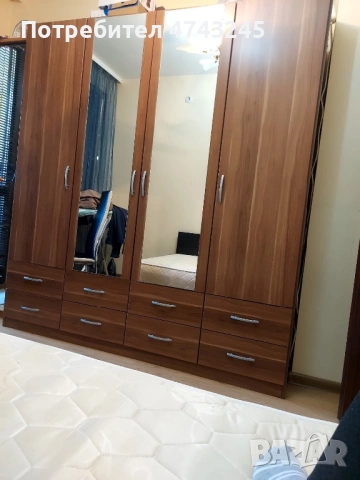 Четирикрилен гардероб + еденично легло + ракла 