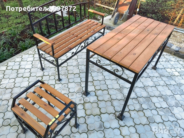 Градинска мебел – маса, пейка и табуретка (Мострени)