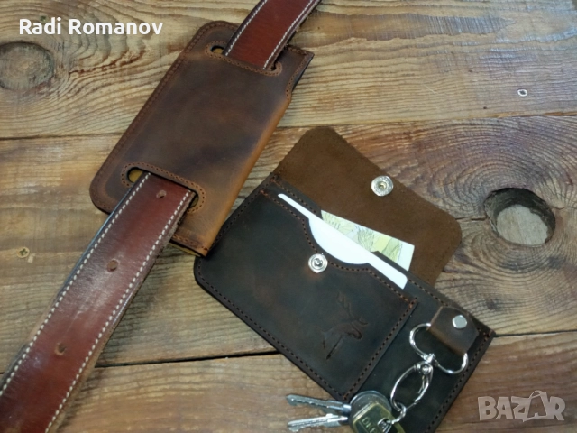 Ръчно изработен мъжки кожен аксесоар  за носене на колан., снимка 3 - Други - 52187288