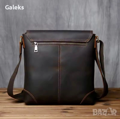 Мъжка кафява винтидж чанта за през рамо /Бутикова и стилна - естествена кожа!, снимка 6 - Чанти - 53102327