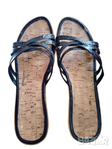 Дамски чехли с коркова подметка, 7 см платформа, 39-40, снимка 3 - Чехли - 45683977