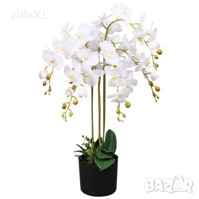 vidaXL Изкуствена орхидея със саксия 75 см бяла（SKU:244425