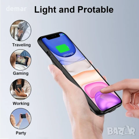 Калъф с батерия MIGAFEI за iPhone 11, 7000mAh, черен, снимка 7 - Калъфи, кейсове - 50687936