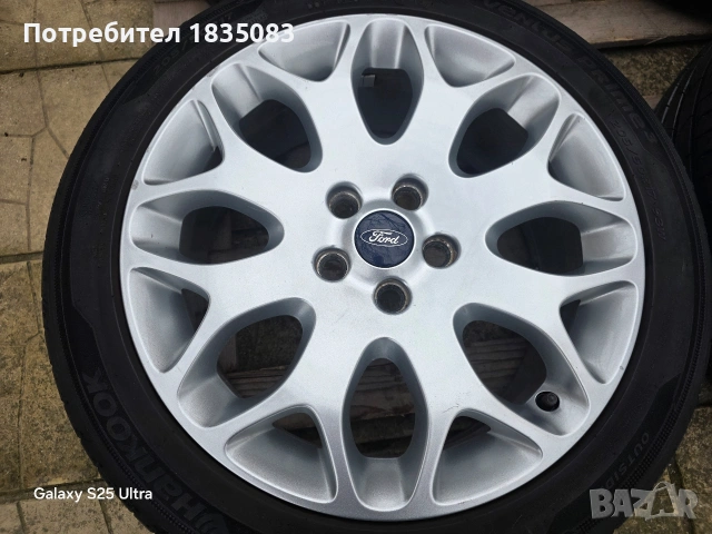 Лети джанти 17ки 5х108 Ford + летни гуми 205/50/17, снимка 5 - Гуми и джанти - 53938448