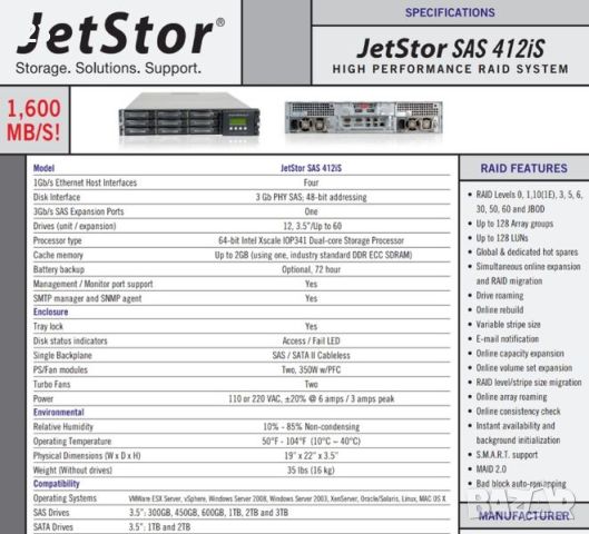 JetStor SATA 412iS Storage - сторидж, снимка 5 - Суичове - 46215919