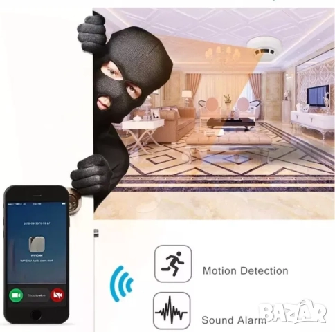4К WiFi камера в димен детектор, скрита камера, охрана, нощно виждане, снимка 6 - HD камери - 52071278