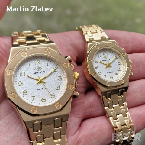 Комплект мъжки и дамски часовник 🕒 | златисти кварцови