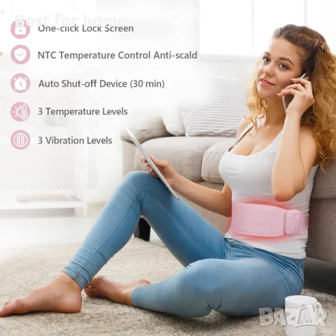 Преносим безжичен колан с 3 нива на топлина и режими на масаж 	CYFERUY, снимка 4 - Други - 50105296