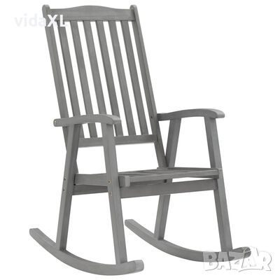 vidaXL Люлеещ стол, сив, акациево дърво масив（SKU:311845, снимка 1 - Столове - 45556768