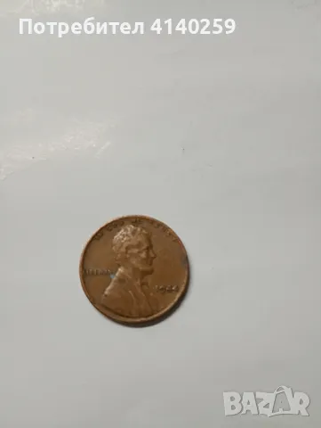 САЩ монета 1 цент 1944 г , снимка 1