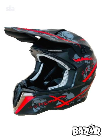 Кросова каска, S/M, червена, Шлем за кросов мотор, снимка 2 - Аксесоари и консумативи - 46440242