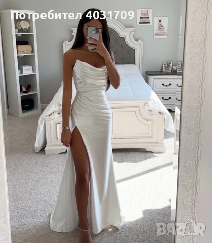 Дълга сатенена рокля , снимка 5 - Рокли - 53476697