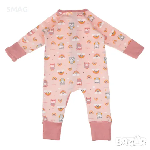 Бебешко памучно боди ромпър розово със сови и дъга S_1245187, снимка 5 - Бебешки гащеризони - 49668860