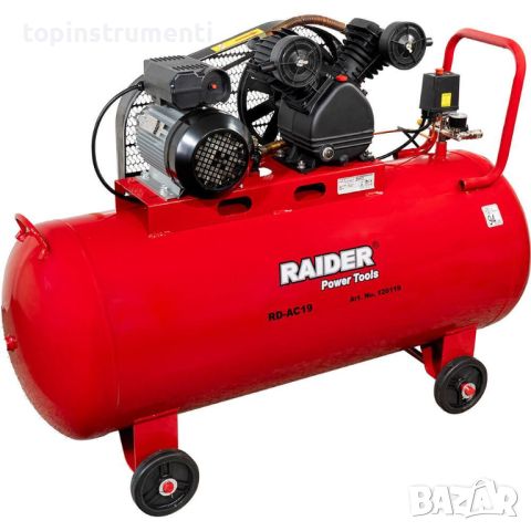Компресор за въздух 200литра, RAIDER RD-AC19, 2200W, 8 bar, 250 л/мин., снимка 2 - Компресори - 45905770