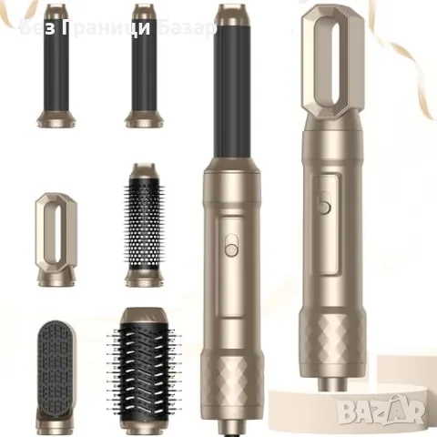 Нов Сешоар четка 6 в 1 с авто маша, йони, обем и изправяне коса прическа