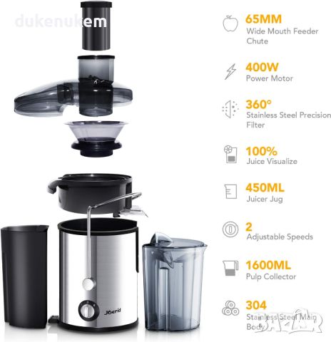 Сокоизтисквачка Joerid Juicer AJ10B 400W 1.5L, снимка 2 - Сокоизстисквачки и цитрус преси - 45900758