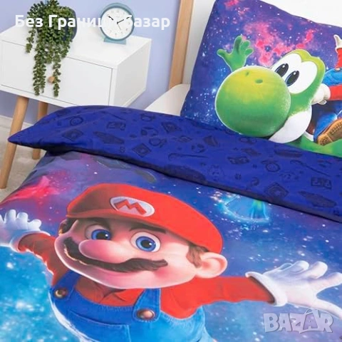 Нов единичен комплект Super Mario Galaxy Movie двулицево спално бельо с калъфка, снимка 7 - Спално бельо - 54045361