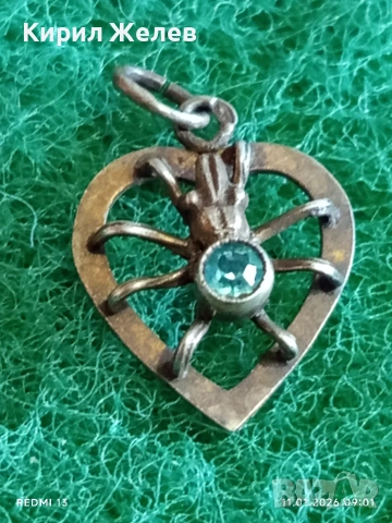 Винтидж сребърен медальон Love Bug Любовно буболече с Топаз много красив стилен дизайн 52579