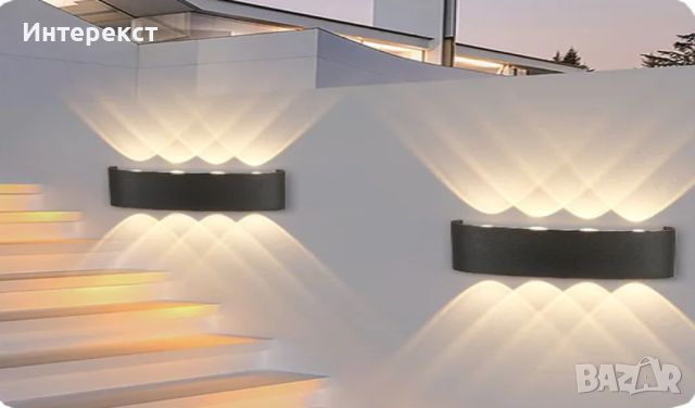 LED стенна алуминиева лампа, снимка 6 - Лампи за стена - 45423271