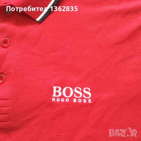 НОВА оригинална памучна червена поло тениска с яка HUGO BOSS размер L от Германия, снимка 6 - Тениски - 46065206