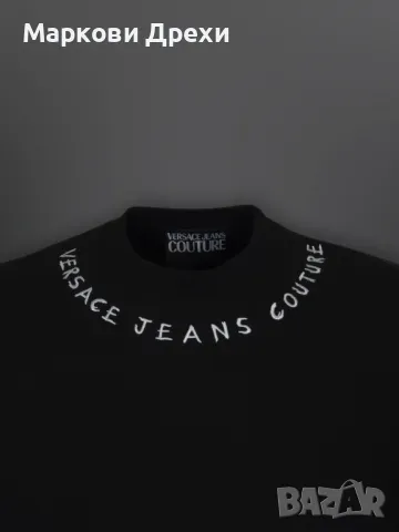 Versace Jeans Couture черна блуза бял надпис на врата - бродерия, снимка 2 - Суичъри - 48732751