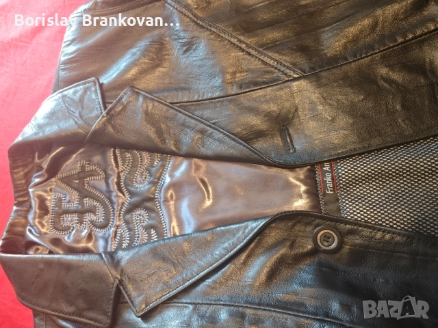 Ново мъжко черно кожено сако, снимка 6 - Якета - 51441210