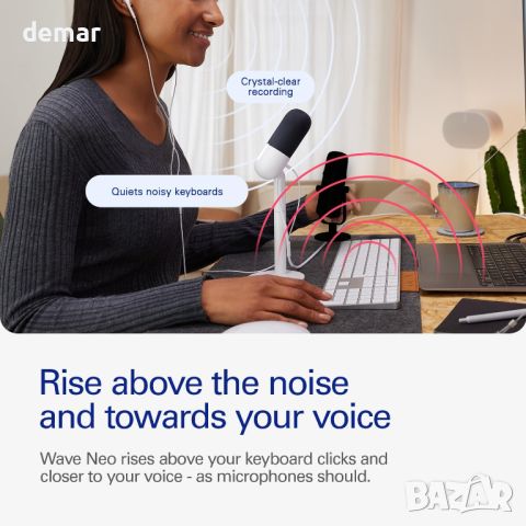 Elgato Wave Neo – USB кондензаторен микрофон, за игри, стрийминг,срещи, снимка 3 - Микрофони - 46274809