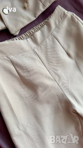 Елегантен бежов комплект в две части - размери XS, S, снимка 5 - Комплекти - 51856743