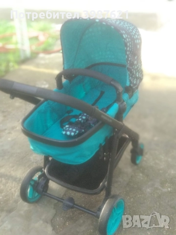 Детска комбинирана количка 2в1 Cangaroo - Rachel, тюркоаз, снимка 3 - Детски колички - 51488014
