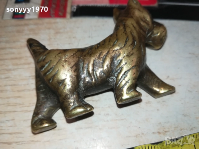 ЗАЯВЕНО-Шотландски териер-КУЧЕ МЕД МЕСИНГ-ВНОС ФРАНЦИЯ 0609251636, снимка 2 - Антикварни и старинни предмети - 51626370