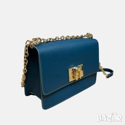 Дамска Синя Чанта F^rla 1927 Mini Естествена Кожа