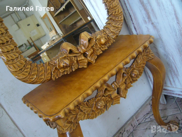 Уникална Конзола с Огледало, снимка 4 - Антикварни и старинни предмети - 53790889