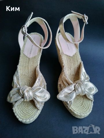 Дамски сандали на платформа Loeffler Randall златни панделки 
