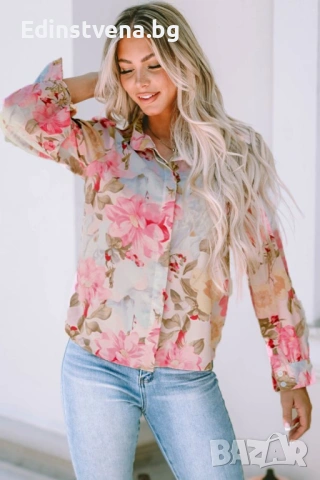 Дамска риза с дълъг ръкав и флорален принт | Разпродажба! Последен размер M!, снимка 3 - Ризи - 53093513