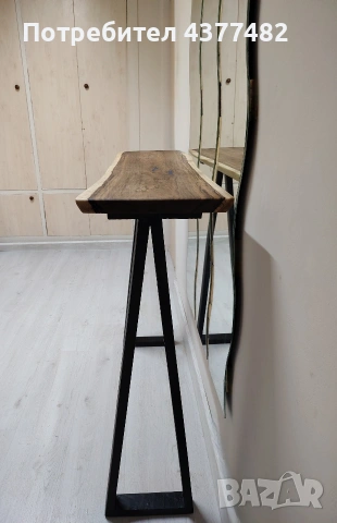 Конзолна маса от орех и метални крака, снимка 4 - Маси - 53880131