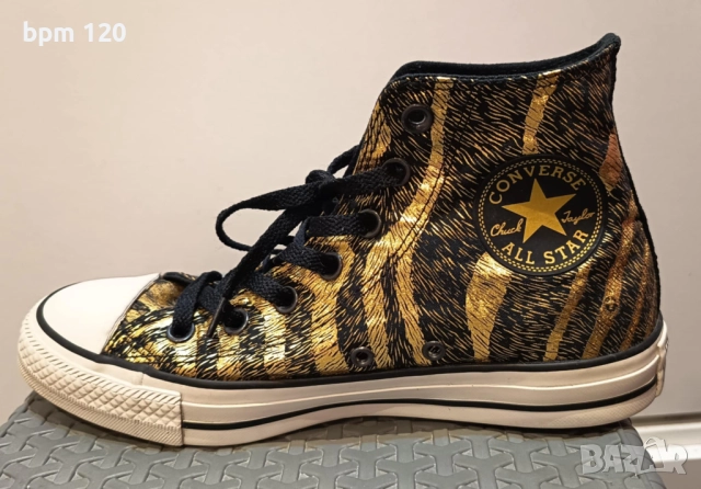 Нови Converse Chuck Taylor All Star Animal Print Gold Shoes, снимка 4 - Кецове - 51998082