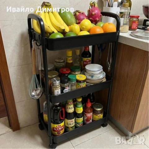Мултифункционална количка етажерка с 3 рафта за кухня, снимка 4 - Други - 54215256