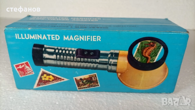 Специална осветена лупа за марки и диапозитиви на батерии