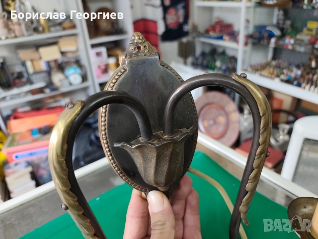 Стар месингов аплик за стена, снимка 4 - Антикварни и старинни предмети - 53970700