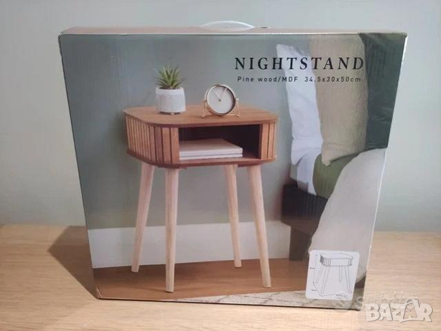  Дървено нощно шкафче в скандинавски стил, снимка 2 - Декорация за дома - 44980216