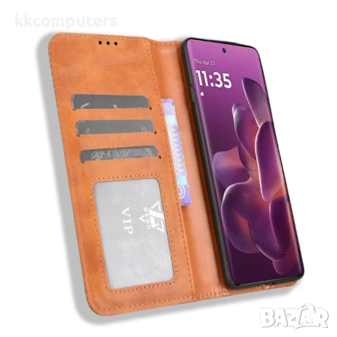 Motorola Edge 60 Pro Ретро Магнитен Кожен Калъф Портфейл с Поставка и Скрийн Протектор - Четири Цвят, снимка 7 - Резервни части за телефони - 50513891