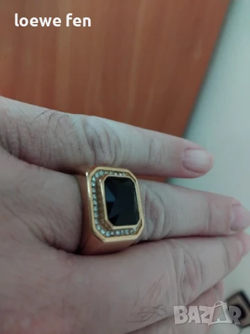 Мъжки пръстен благородна стомана позлатен златен цвят !, снимка 2 - Мъжки - 50275369