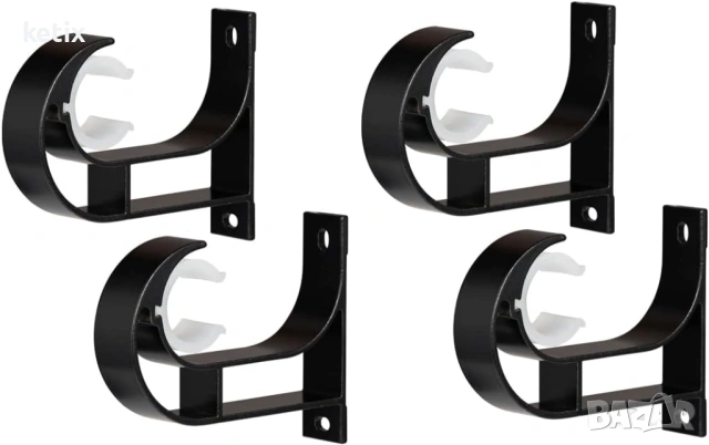 Скоби за единични корнизи от алуминиева сплав,4 броя,черни
